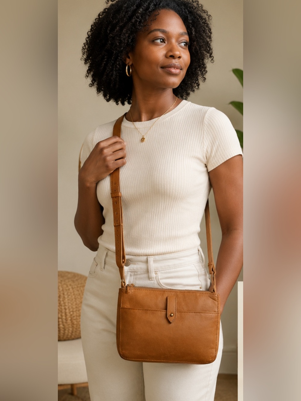 Able Chaltu Crossbody Cognac Made in Ethiopia